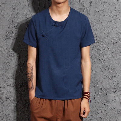 

Toponeto Mens Summer Casual Vintage Pure Color Cotton Linen Short Sleeve T-Shirts Tops