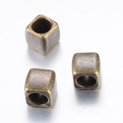 

Tibetan Style Alloy European Beads Large Hole Beads Cube Cadmium Free & Nickel Free & Lead Free Antique Bronze 6x6x6mm