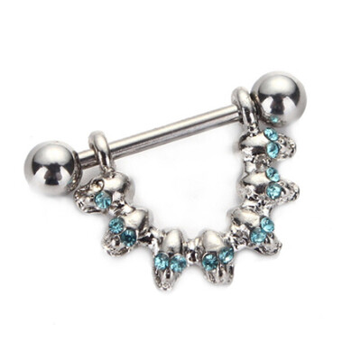 

Skull Gem Dangle Nipple Piercing Bar Ring Shield