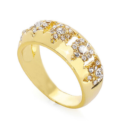 

Luxury Wedding Ring Eye Of Horse Zircon Round Yellow Gold Plated Separated Ring