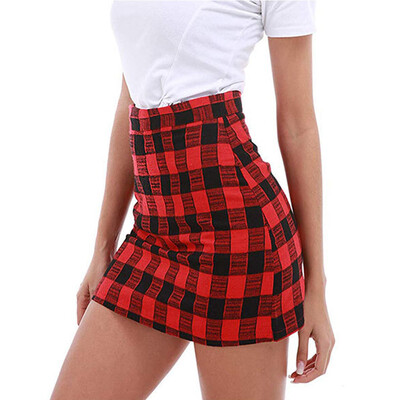 

Roseonmyhand Fashion Women Sexy Casual Easy Plaid Print British Style Short Skirt
