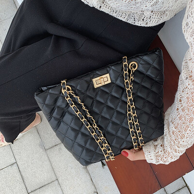 

Qiao Bani 2019 new European&American style fashion simple street shoot chain shopping bag shoulder diagonal cross-flow PU handbag