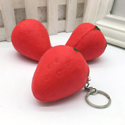 

Siaonvr Strawberry Scented Slow Rising Squeeze Stress Reliever Toy Key Buckle