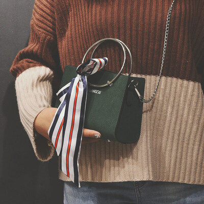 

2017 autumn&winter new retro scrub women bags scarf small square round bags handbag shoulder Messenger bag