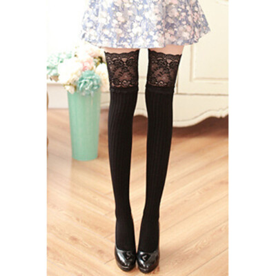 

Japanese Style Lace Stitching Non-slip Bottoming Stockings All-match Cotton Over Knee Socks