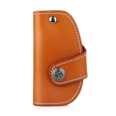 

Fashion Handmade Leather Car Key Wallet Mini Creative Solid Color Keychain Cover For Men And Women