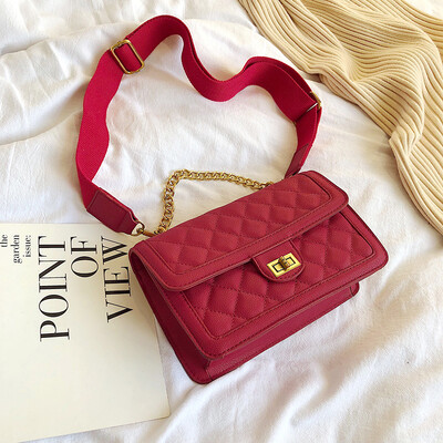 

Net red black bag female 2019 new Korean version of the fashion rhombic chain wild broadband shoulder slung small square bag