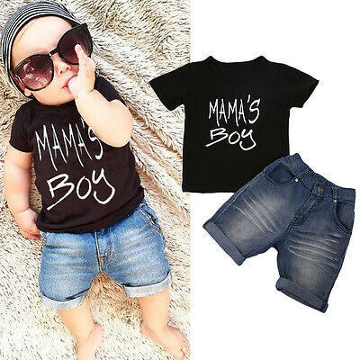 

Toddler Kid Baby Boy Clothes T-shirt Top Shirt Tee Denim Shorts Pants Outfit Set