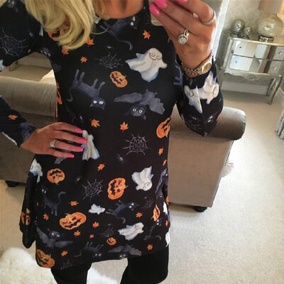 

2016EBAY autumn&winter new Halloween Christmas fashion clothing Europe&the United States cartoon print long-sleeved dress