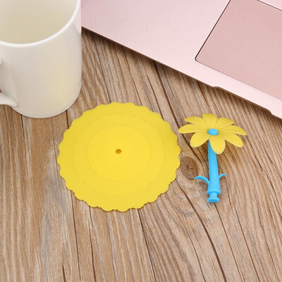 

Gobestart Hot Cute Sunflower Lace Dust Reusable Silicone Cover Cup DIY Free Splicing