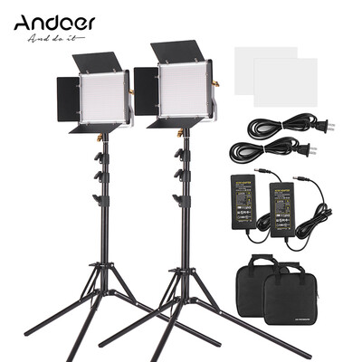 

Andoer 2 Packs LED Video Light&787 Inches Stand Lighting Kit Dimmable 660 LED Bulbs Bi-Color Light Panel 3200-5600K CRI 85 w