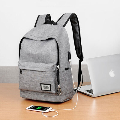 

Bowonik backpack male middle school schoolbag male Korean casual fashion backpack male large capacity travel bag gray