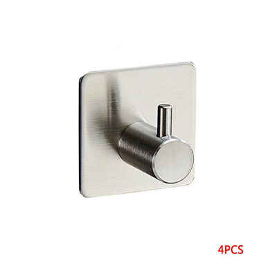 

4PCS Home Bathroom Kitchen Robe Towel Coat Rustproof Hook Self Adhesive Stainless Steel Wall Door Hanger