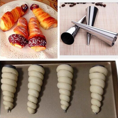 

3 PcsSet Cone Shape Stainless Steel Croissants Roll Bread Spiral Baking Tool