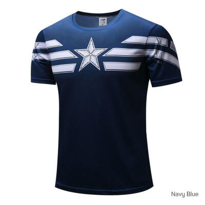 

3D Digital Cartoon Captain America Printing Casual T-shirt Fashion Round Collar Short Sleeve T-shirts For Men