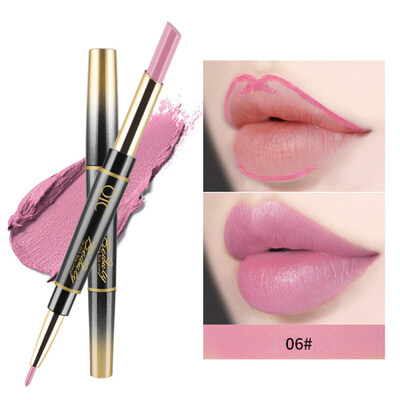 

2 in 1 Makeup Lipstick Lip Liner Pencil Waterproof Long Lasting Beauty Matte Pen