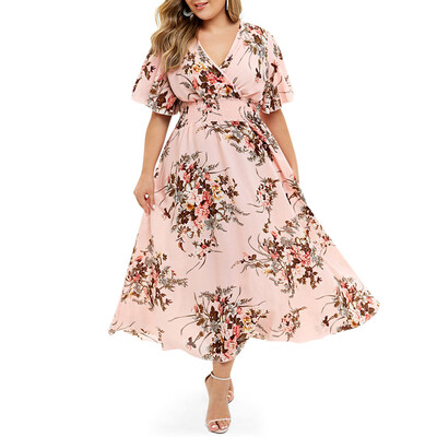 

Plus Size Floral Print Bohemian Maxi Dress