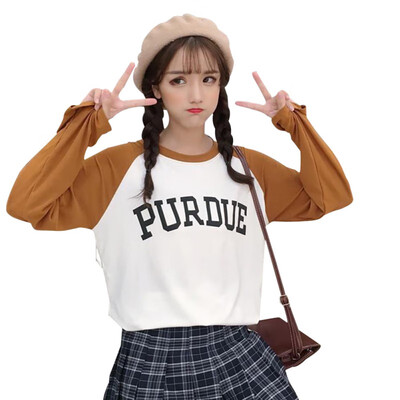 

Women Long Sleeves Loose T-Shirt Casual Letter Print O-Neck Pullovers Fashion female harajuku T-Shirt Ladies t shirt