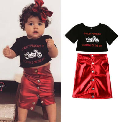 

Fashion Toddler Baby Kids Girls Tops T-shirtMini Skirt Dress Clothes Outfits US