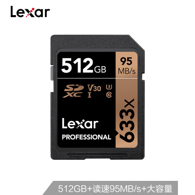 

Lexar 512GB read 95MBs write 45MBs SDXC Class10 UHS-I U3 V30 SD high speed memory card 633x
