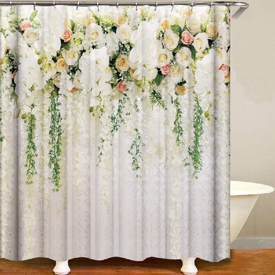 

Shower Curtain Flowers Trees Print Blackout Curtains Waterproof Mildew-proof Bathroom Curtain 71"x71"