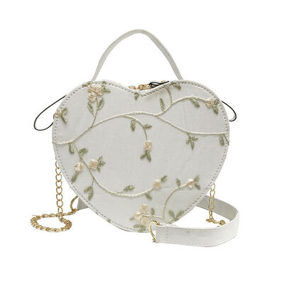 

2019 New Style Chains Flower Fashion Handbag PU Leather Heart-shaped Messenger Women Ladies Cartoon Shoulder Tote Bag