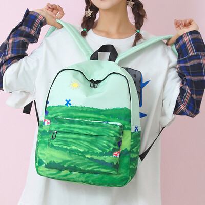 

Graffiti Chao Brand Printed Shoulder Backpack Street Bag Originally Waterproof Canvas Travel College Forestry Department