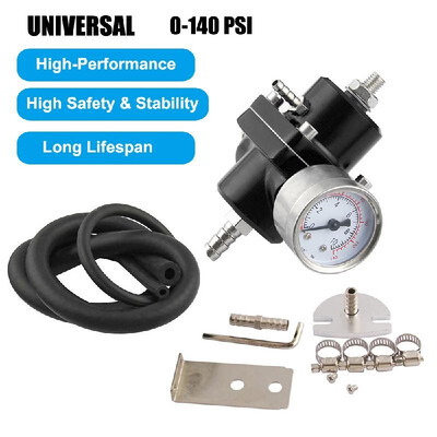 

Universal Aluminum Adjustable Fuel Pressure Regulator Kit 0-140 PSI Gauge Hose Kit