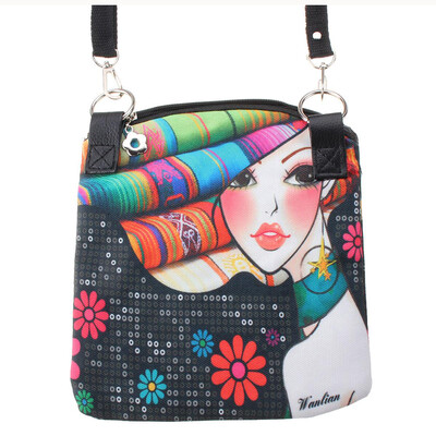 

Women Messenger Bags Vintage Canvas Printing Small Satchel Shoulder European Style Girls Handbag Lady Crossbody Bag