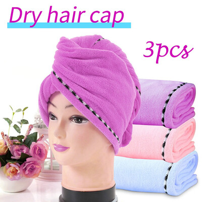 

Siaonvr Soft Dry Hair Shower Cap For Fiber Material 3 Piece Set Of Wrapped Towel