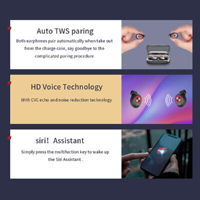 

T8 TWS BT 50 Earphone Wireless Headphone Wireless Stereo HIFI Earbuds for iPhone Android Devices