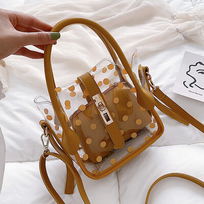 

Summer new transparent bag female new 2019 Korean version of Joker bucket mother bag slung jelly bag