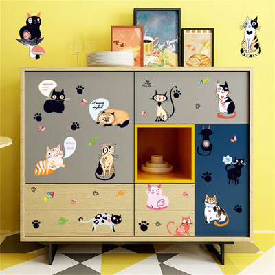 

〖Follure〗DIY Cats Party TV Background Wall Decoration Removable Wall Stickers