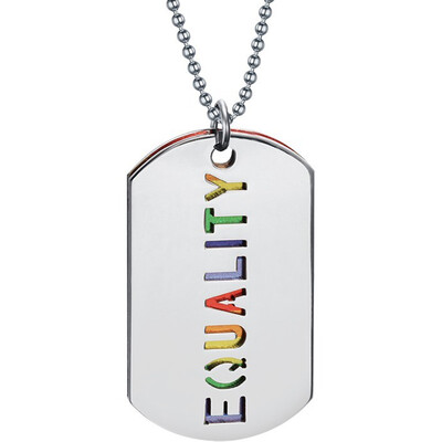 

Stainless Steel Pendant Rainbow Fashion Chain Necklace Lesbian Gay Pride Equality Tag ID Pendant Key To Heart Couple Jewelry