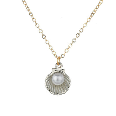 

Summer Sea Shell Pendants&Necklace For Women Orange Color Necklace New Trendy Jewelry Female Handmade Necklace Girls Gifts