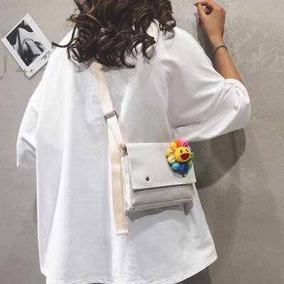 

Sen soft sister small bag female 2019 new Korean version of the wild canvas shoulder Messenger bag net red girl flower bag