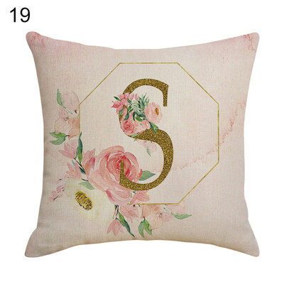 

Flower Letter Alphabet Pillow Case Cushion Cover Sofa Bed Car Cafe Office Decor