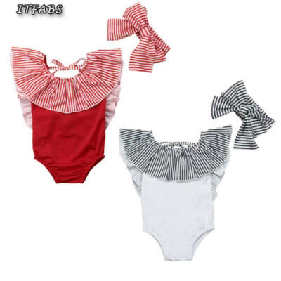 

2Pcs Summer Toddler Baby Girl Swimwear Bathing Suit Stripe Outfits Swimsuit Sets