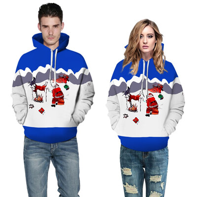 

Toponeto Christmas Couples Cap And Long-Sleeved Jacket 3D Printed Long-Sleeved Cap Coat