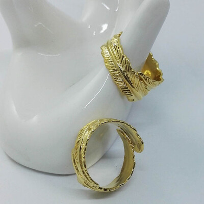 

Fashion Noble Wild Imitation Gold Leaf Ring Opening Rings
