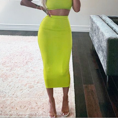

Womens Midi Pencil Skirt Ladies Plain Jersey Bodycon Tube Long Maxi Skirts