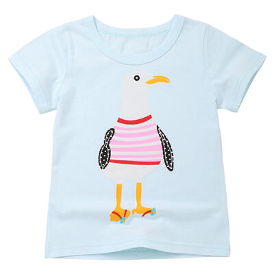 

Casual Basic T-shirt Cartoon Duck Print Simple O-Neck Summer Kids Boys Tops
