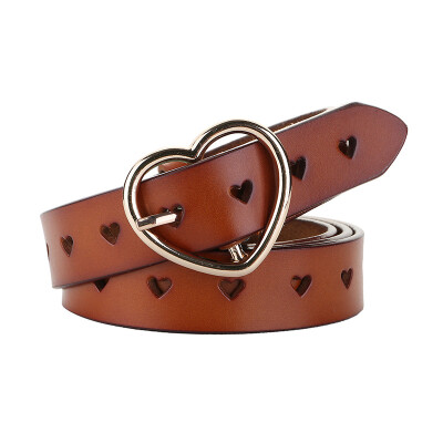 

New ladies leather belt fashion pin buckle belt simple wild love hollow decorative belt thin belt