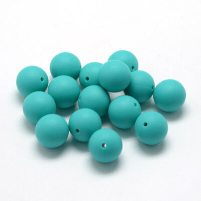 

Food Grade Environmental Silicone Beads Chewing Beads For Teethers DIY Nursing Necklaces Making Round DarkTurquoise 1415mm