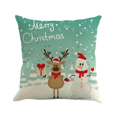 

Christmas Festival Cushion Cover Santa Snowman Printing Pillowcase Sofa Bed Home Decorative Pillow Cover Throw Cushion Cover