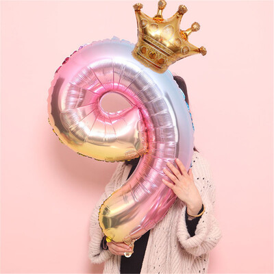 

Gobestart Crown Number Foil Balloons Number Ballon Happy Birthday Party Decoration 32 Inch