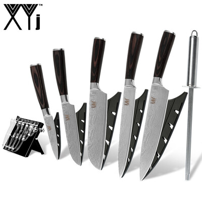 

XYJ Kitchen Knives Stainless Steel Non-Slip Handle Sharp Kitchen Knife And Knife Holder Sharpener Bar