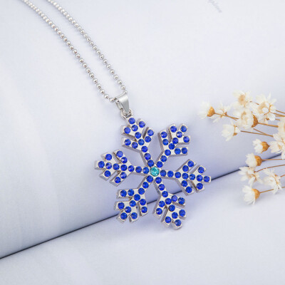 

Christmas Ice Snowflake Charm Chain Necklace Pendant Jewelry Women Xmas Gift