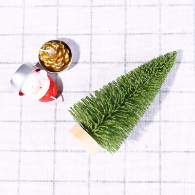 

Gobestart Christmas Tree Mini Light Green Pine Tree With Wood Base DIY Craft Table Decor