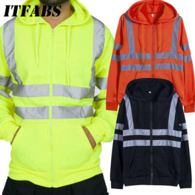 

Hi-Vis Insulated Safety Bomber Reflective Hooded Sweatshirt Coat HIGH VISIBILITY